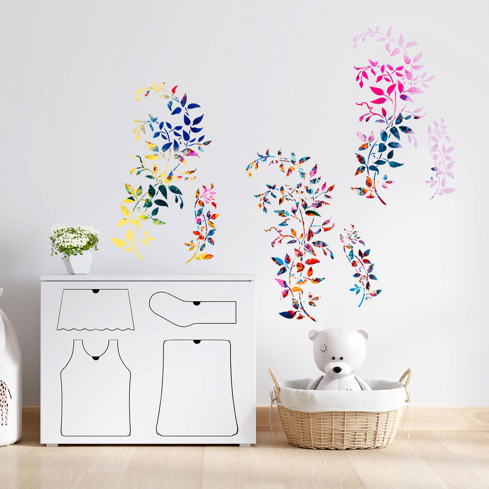 2 stencil di fiori grandi per dipingere, stencil di vite, edera riutilizzabili in formato A4, modello di disegno per mobili, tela, decorazioni per la casa, modello fai da te per la pittura