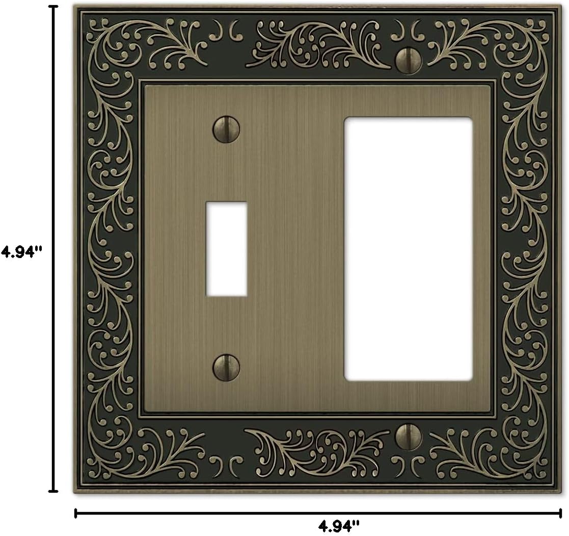 Eng. Garden Brushed Brass Toggle / 1 Rocker (GFI) image 4