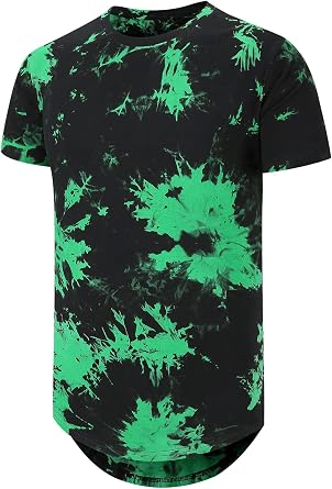 Mens Hip Hop Tie Dye T-Shirt | Trendy Hipster Style with Curve Hem | Casual Streetwear Tee for Men