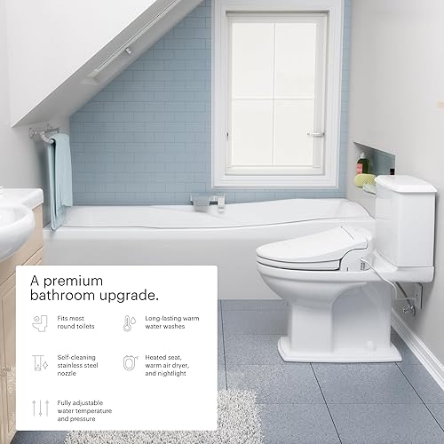 Vista 4 de Brondell SE400-RW Swash SE400 Asiento de inodoro eléctrico con asiento calefactado, boquilla oscilante de acero inoxidable, secador de aire cálido