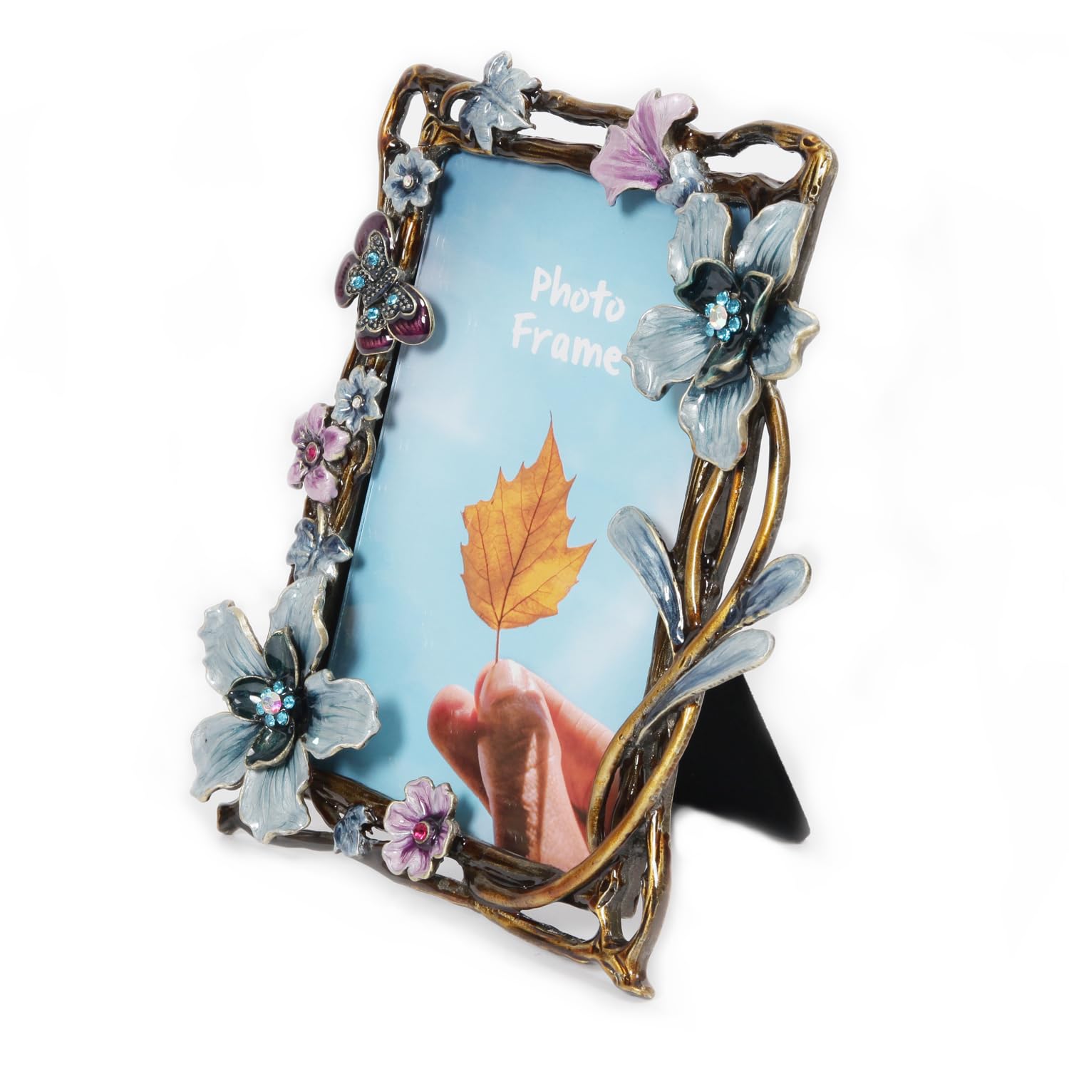 Vintage-Bilderrahmen 10,2x15,2 Cm – Mit Glas, Metall, Blumenmuster, Für Tischdekoration