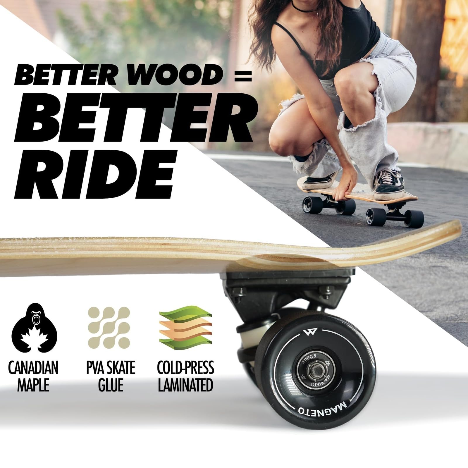 スケボーマニア Amazon.com : Magneto Mini Cruiser Skateboard - 7-Ply Maple Deck