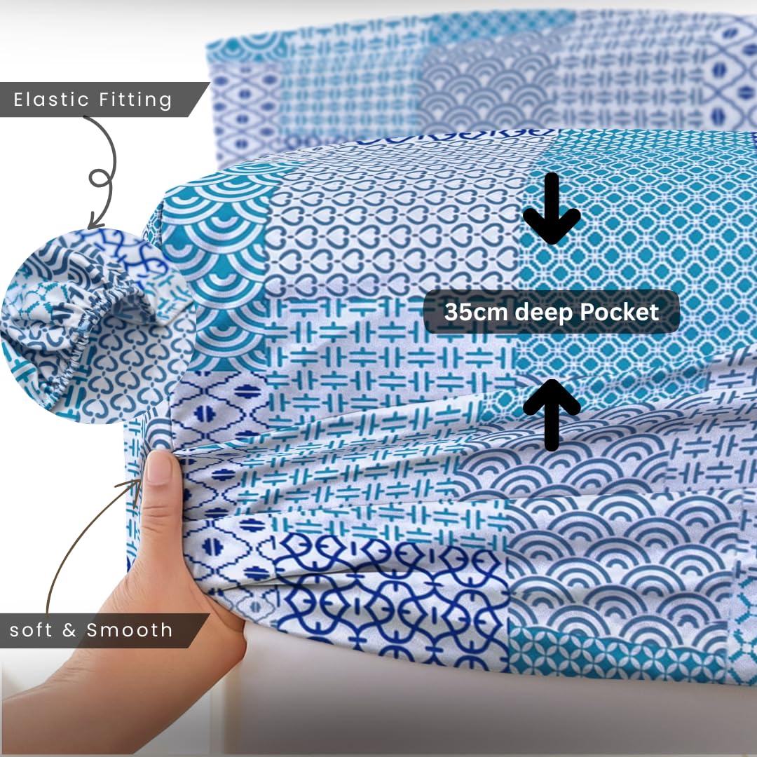 EverSoft Bedding 1PCS Floral Fitted Sheet Small Double Size Extra Deep 35cm Pocket 4ft Soft Breathable Printed Mattress Cover - Image 3