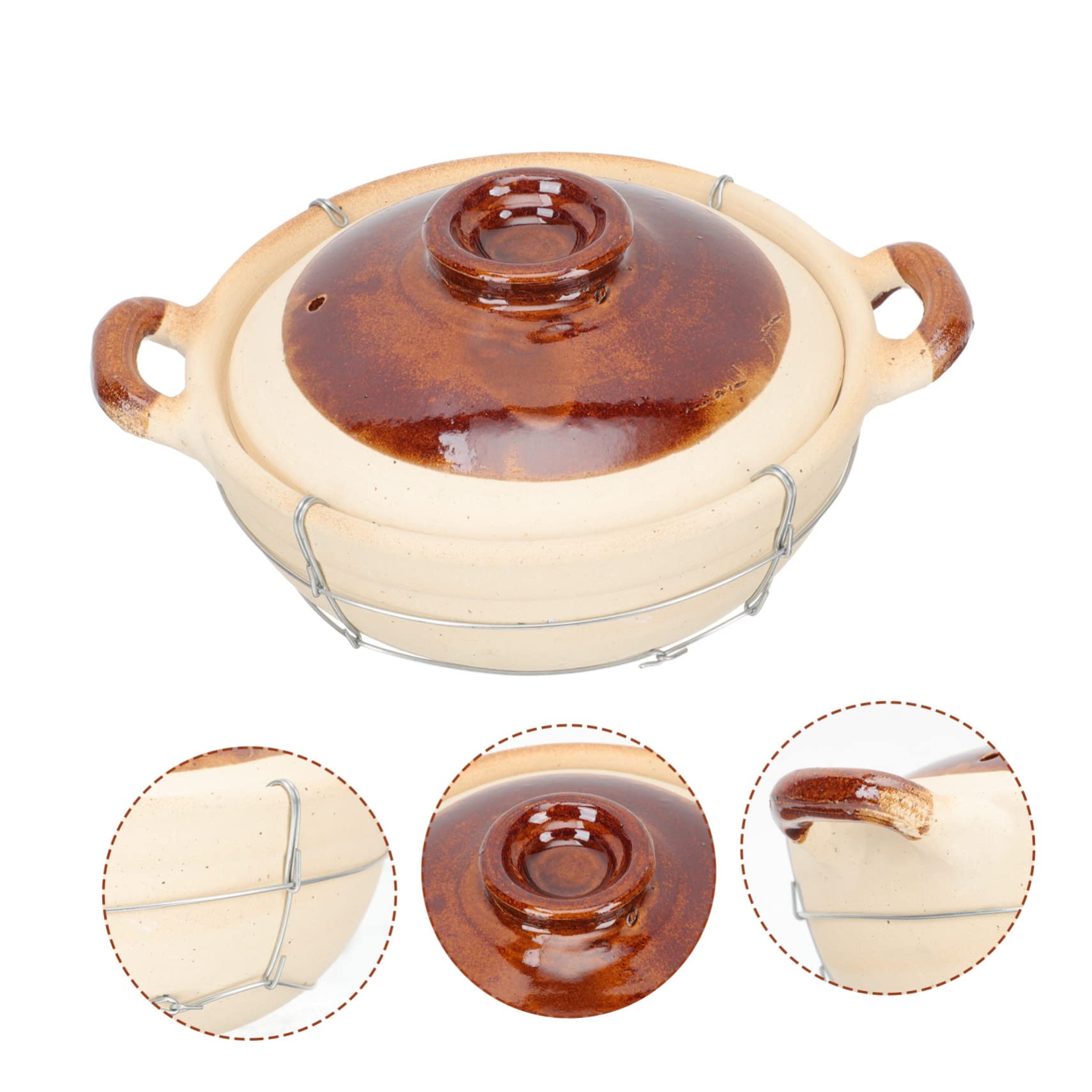 PartyKindom Cazuela de Barro Superficie Antiadherente Mango para Cocinar, Capacidad 0.5l y Transferencia Uniforme de Calor, Adecuado para Estofados Caseros
