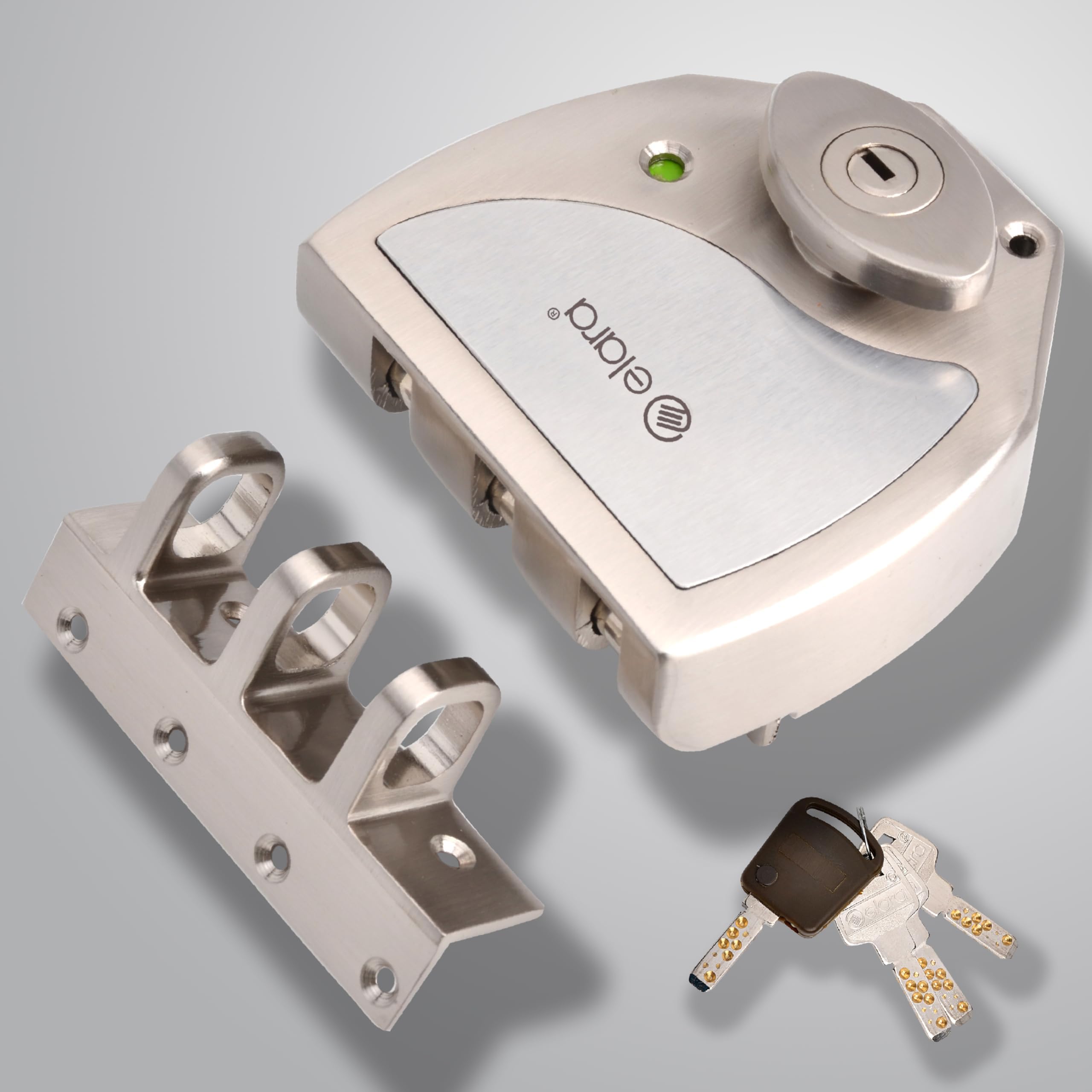 - Elara Vertibolt 2CK Deadbolt for Main Double Door, Suitable for Right and Left Handed Doors, Double Door Lock with 4 Reversible Brass Keys (EDL-20) (SS)