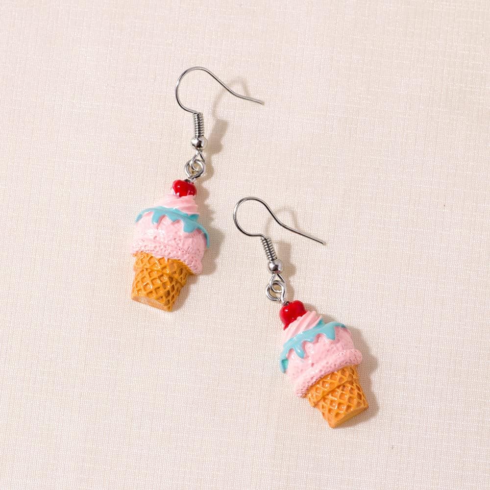 Unique Cute Colorful Ice Cream Drop Earrings for Women Ice Cream Food Dangle Earrings Jewelry (Pink Ice Cream) - Image 6