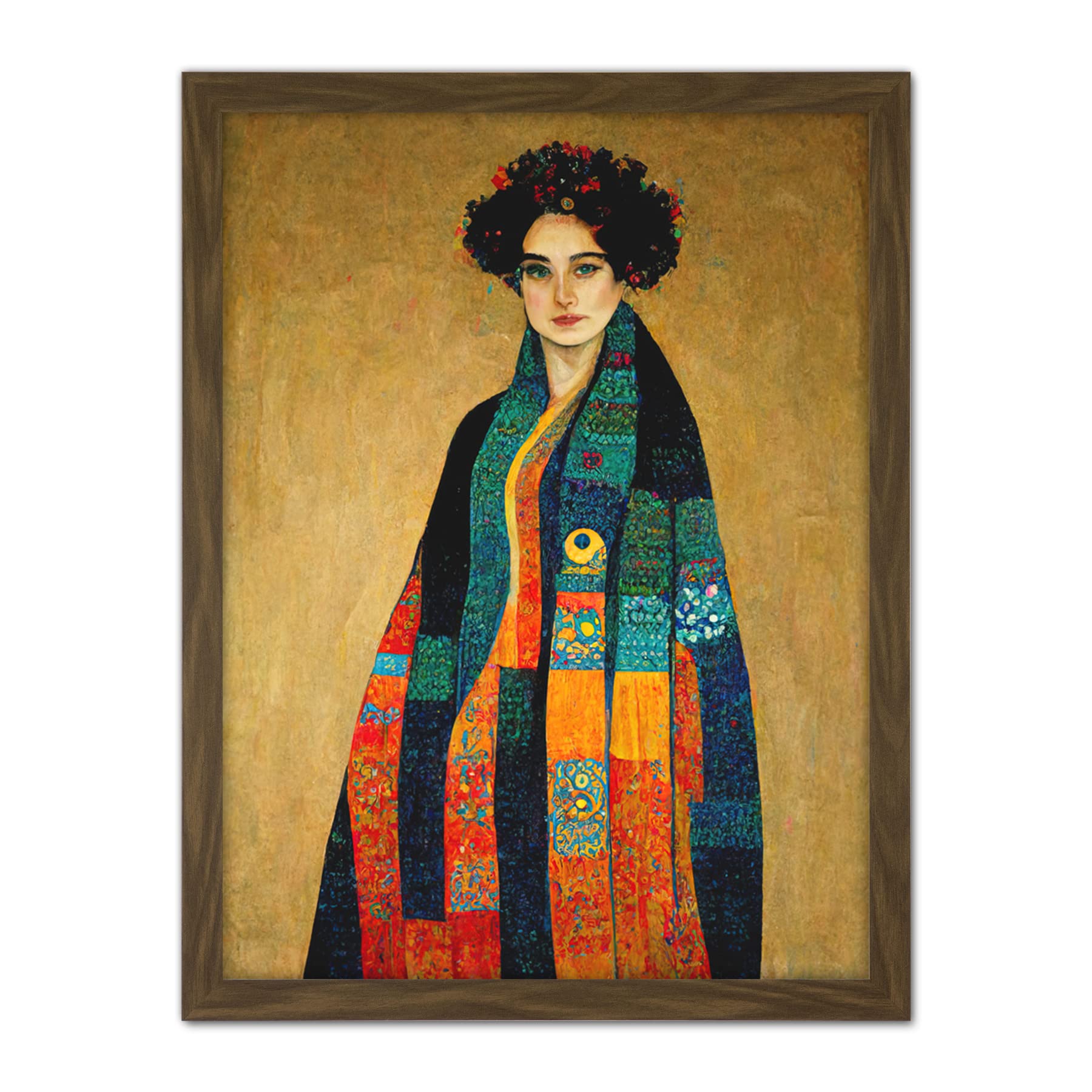 Doppelganger33 LTD Gustav Klimt Inspired Female Portrait Woman Artwork Framed Wall Art Print 18X24 Inch