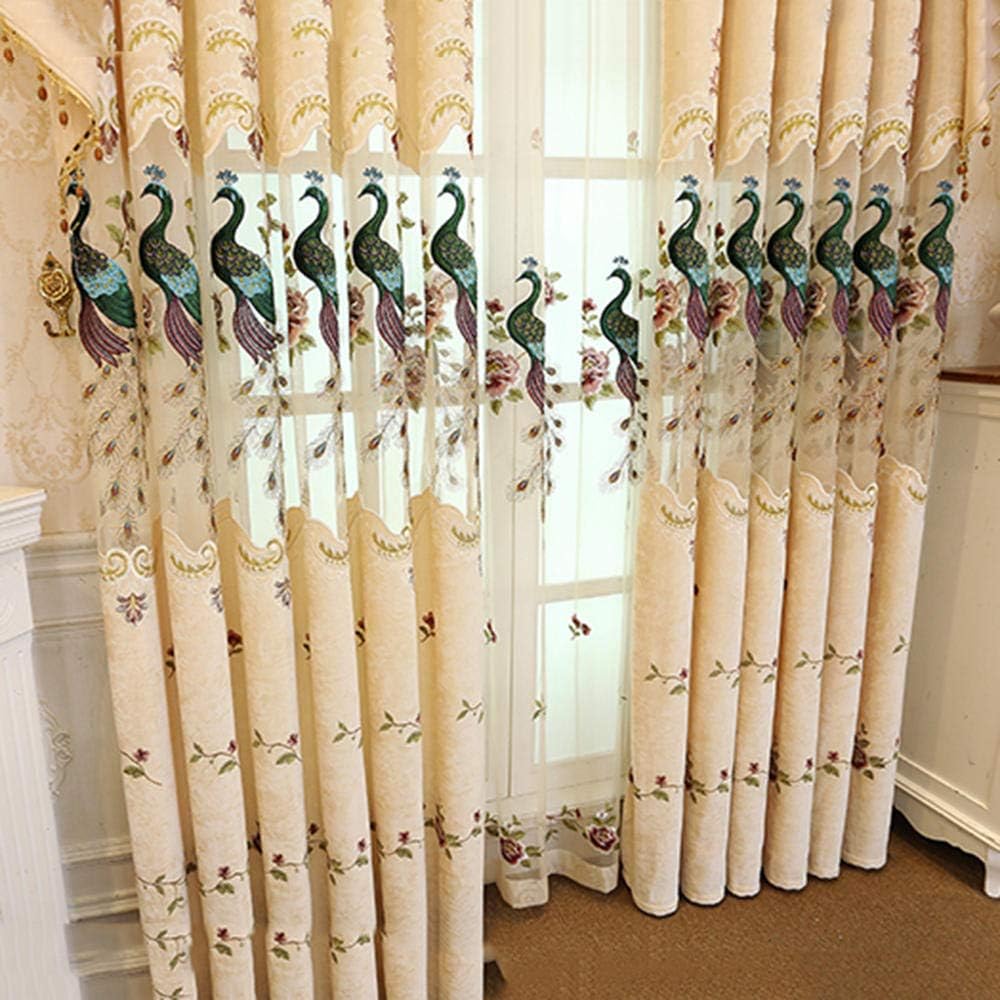 Tulle Shading Materials Room Darkening Living Room Bedroom Grommet 2 Pieces-Beige Curtains_3.5×2.7(W×H)×2