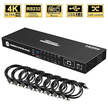 Amazon | tesmart 4 K UHD 16ポートHDMI KVMスイッチコンソール