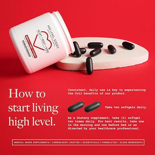 Miniatura 8 de High Level Omega 3, CoQ10 y vitamina E, soporte para el corazón, el cuerpo y la mente con aceite de pescado, coenzima Q10, cera de abeja y