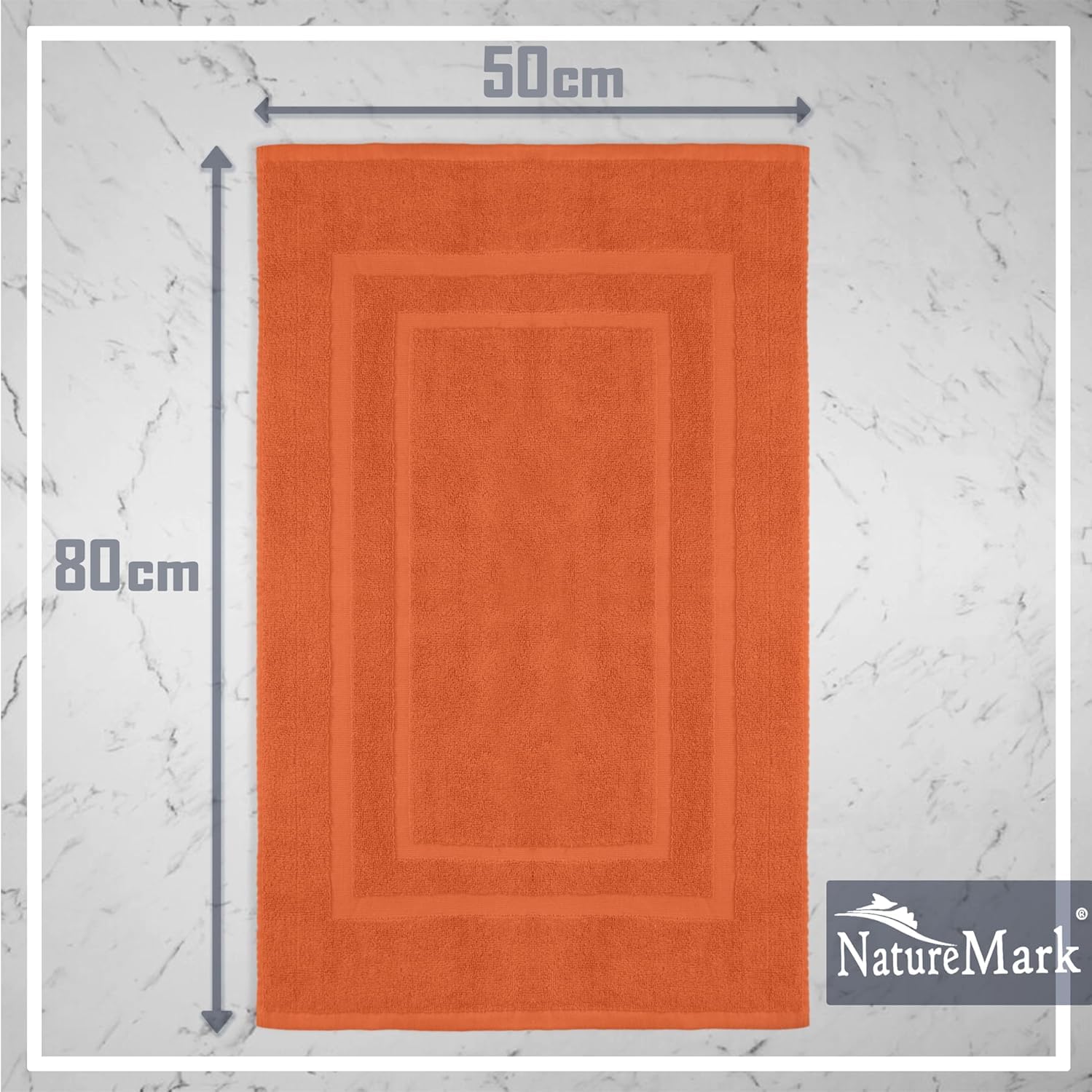 NatureMark Pack of 2 Terry Towelling Bath Mats, 50 x 80 cm, 100% Cotton, Terracotta - Image 2
