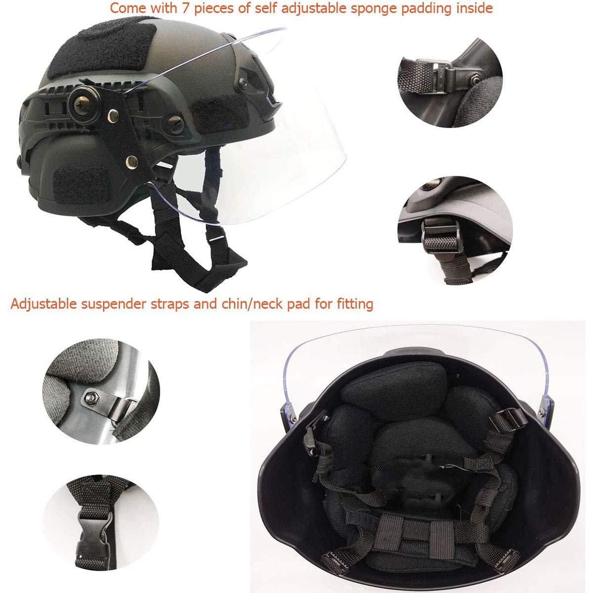 Buy Airsoft Tactical Military Paintball SWAT Police Helmet with Clear