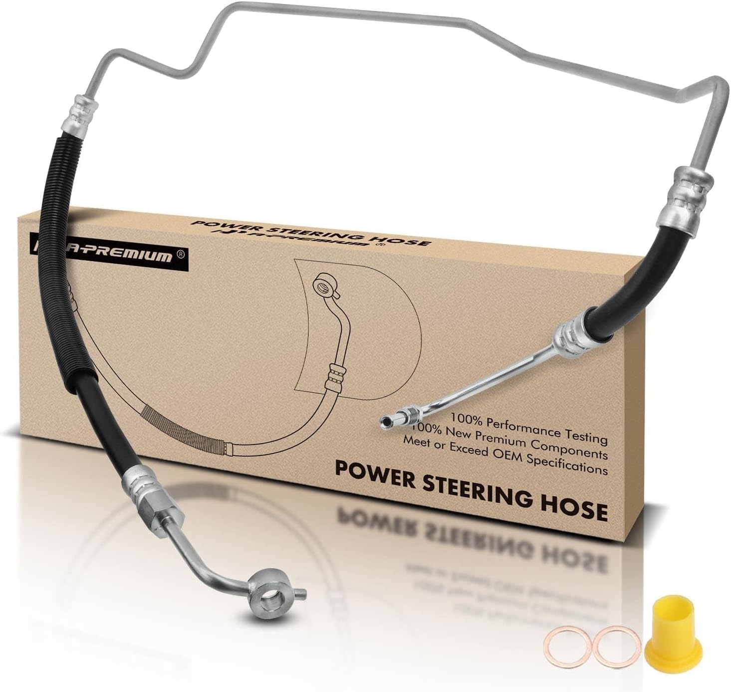 A-Premium Power Steering Pressure Hose Line Assembly Compatible with Nissan Frontier, Xterra, 2000 2001 2002 2003 2004, V6 3.3L, with Washer, Pump to Gear, Replace 497109Z400