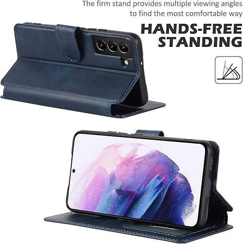 Miniatura 10 de QLTYPRI Para Samsung Galaxy S21 5G Caso PU Funda De Cuero Flip Con Ranuras Para Tarjetas Soporte De Visión Cierre Magnético Flip Folio Cubierta