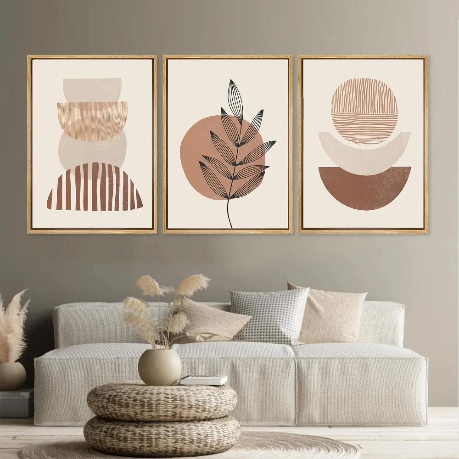 Affiches Boho toile soleil et feuilles : triptyque mural 40x60 cm résistant - 6