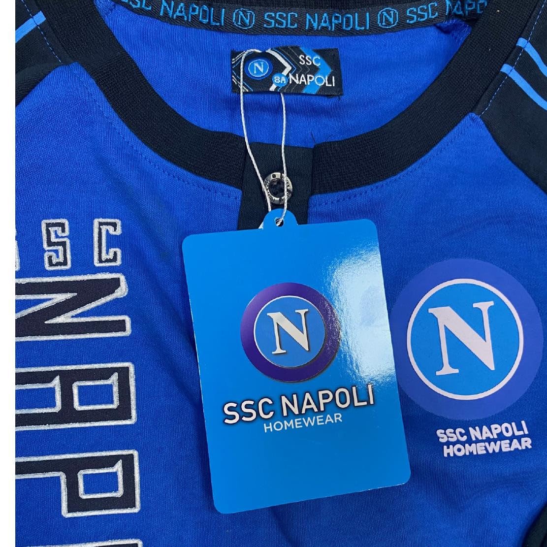 Pigiama Calcio Napoli | Caldo Cotone Interlock Pigiami Ufficiali | Personalizzati con Nome e Numero |Taglie Ragazzo Adulto PS 41416