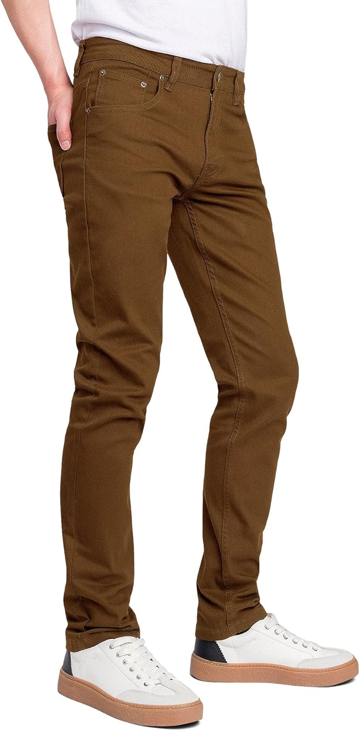 Men's Skinny Fit Color Stretch Jeans 36W x 32L Mocha