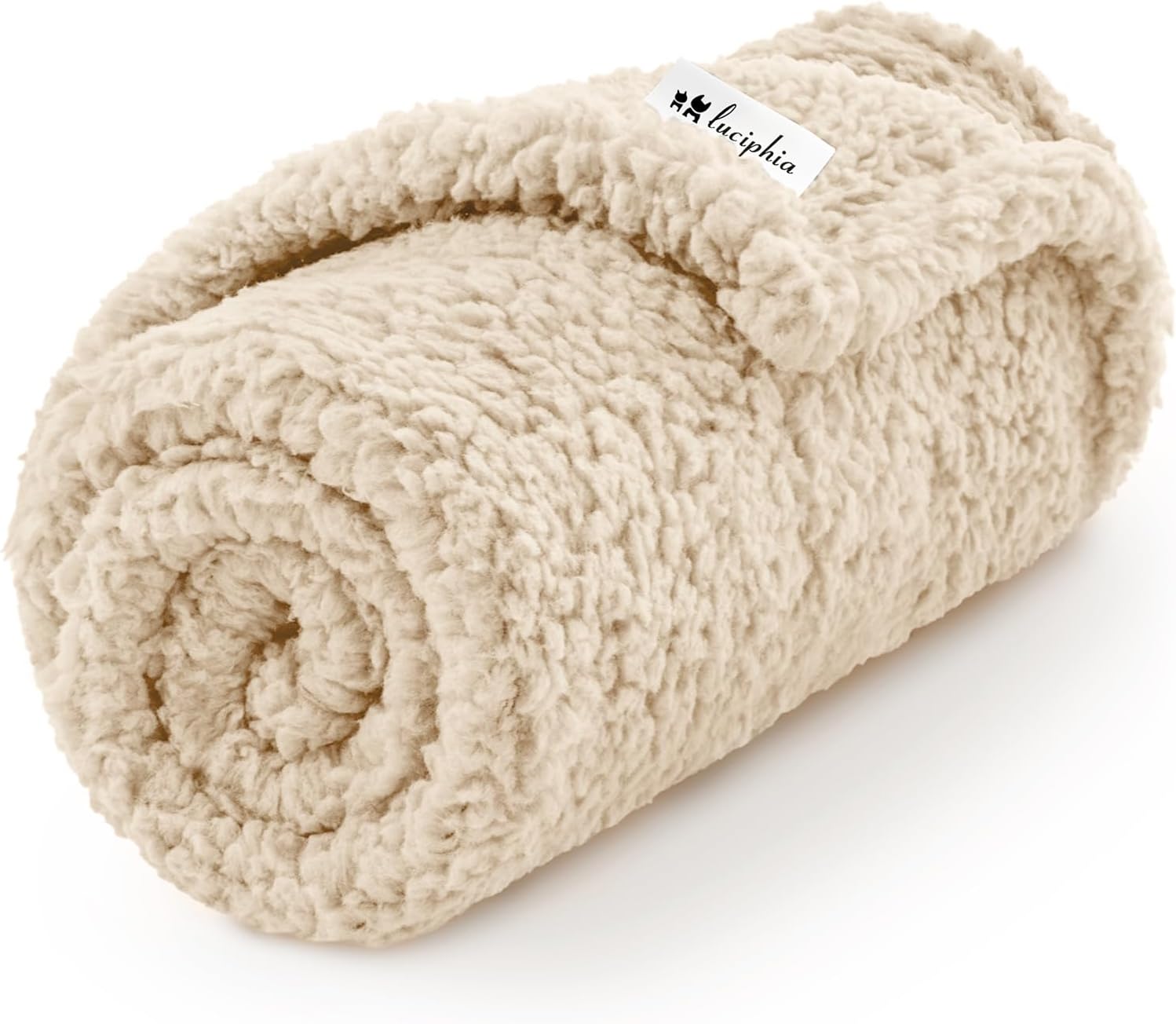 Luciphia Premium Fleece Dog Puppy Blanket Soft Pet Sherpa Calming Cat Blanket Throw for Small Medium Dog Cat(Beige,30×20 inches)