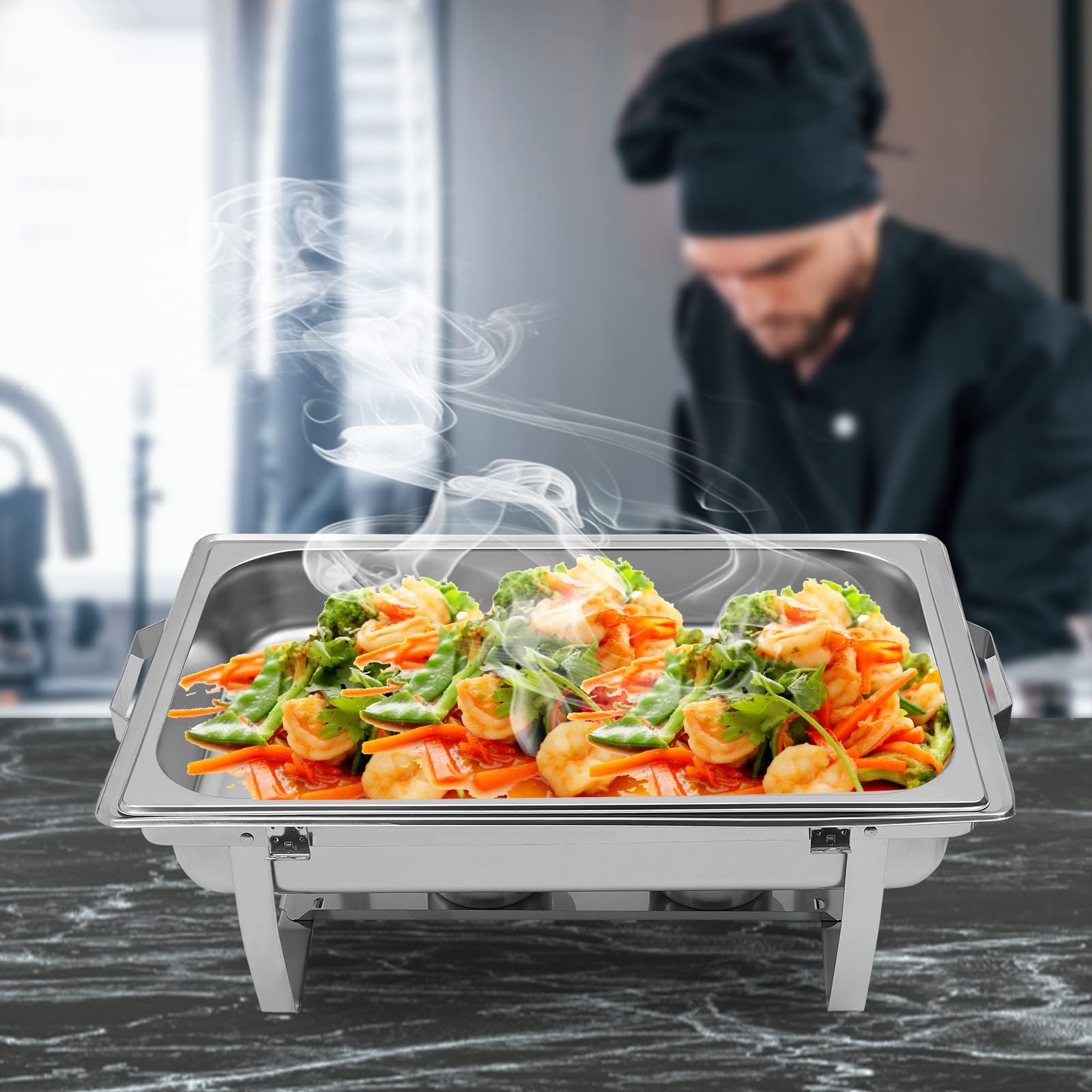 9 l Chafing Dish, scaldavivande in acciaio inox, contenitore di calore in acciaio inox, chafer con Fuel Holder Cinner Serving Buffet Warmer Set per catering e feste (HDW-01)