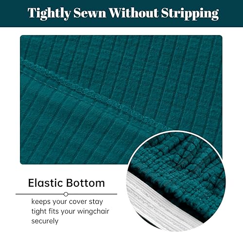 Miniatura 4 de INFLAG Fundas para silla de alas, 2 piezas, elásticas, de elastano, con respaldo de ala, fundas para sofá, fundas protectoras lavables para sala de