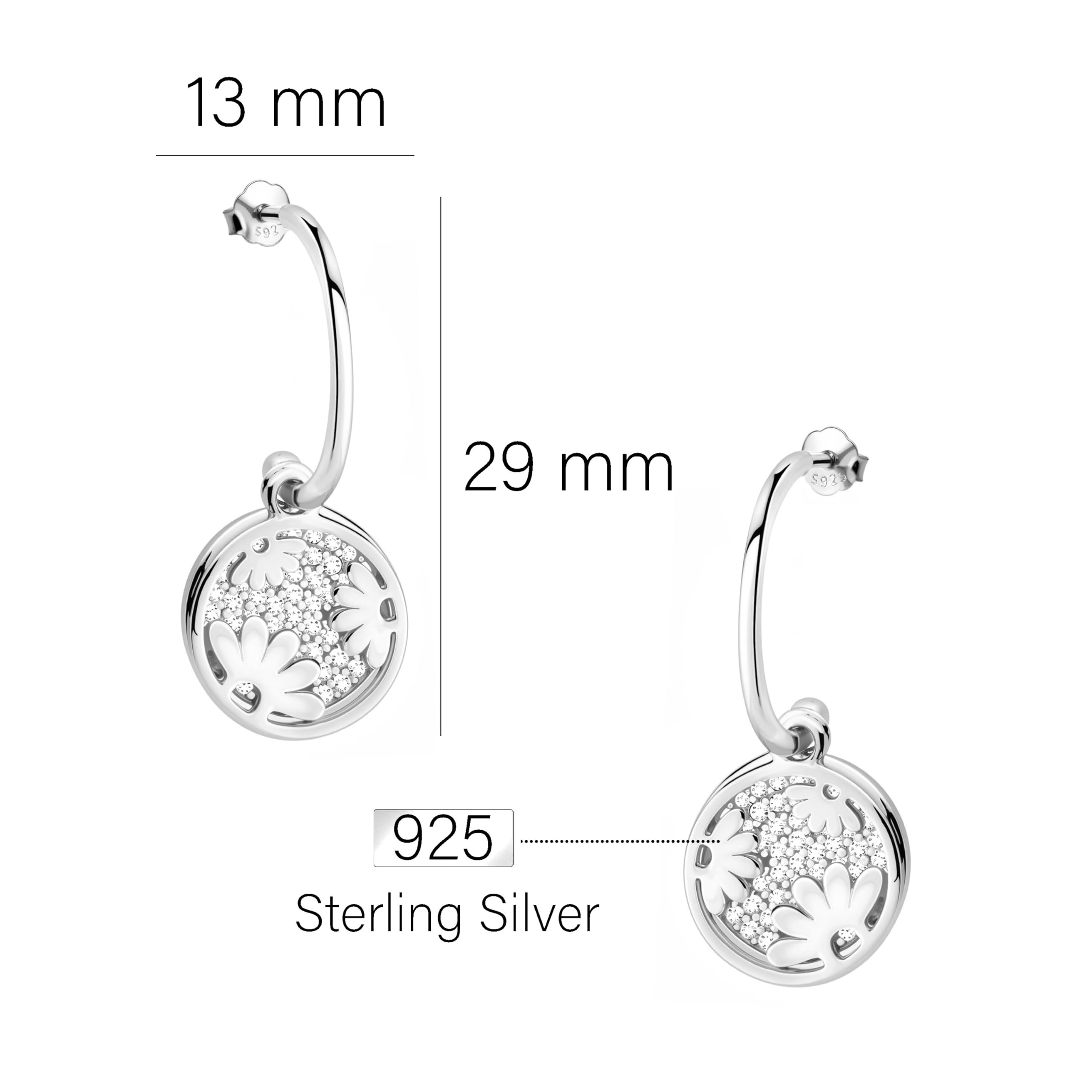 SOFIA MILANI - Damen Ohrringe 925 Silber - mit Zirkonia Steinen - Blumen Ohrhänger