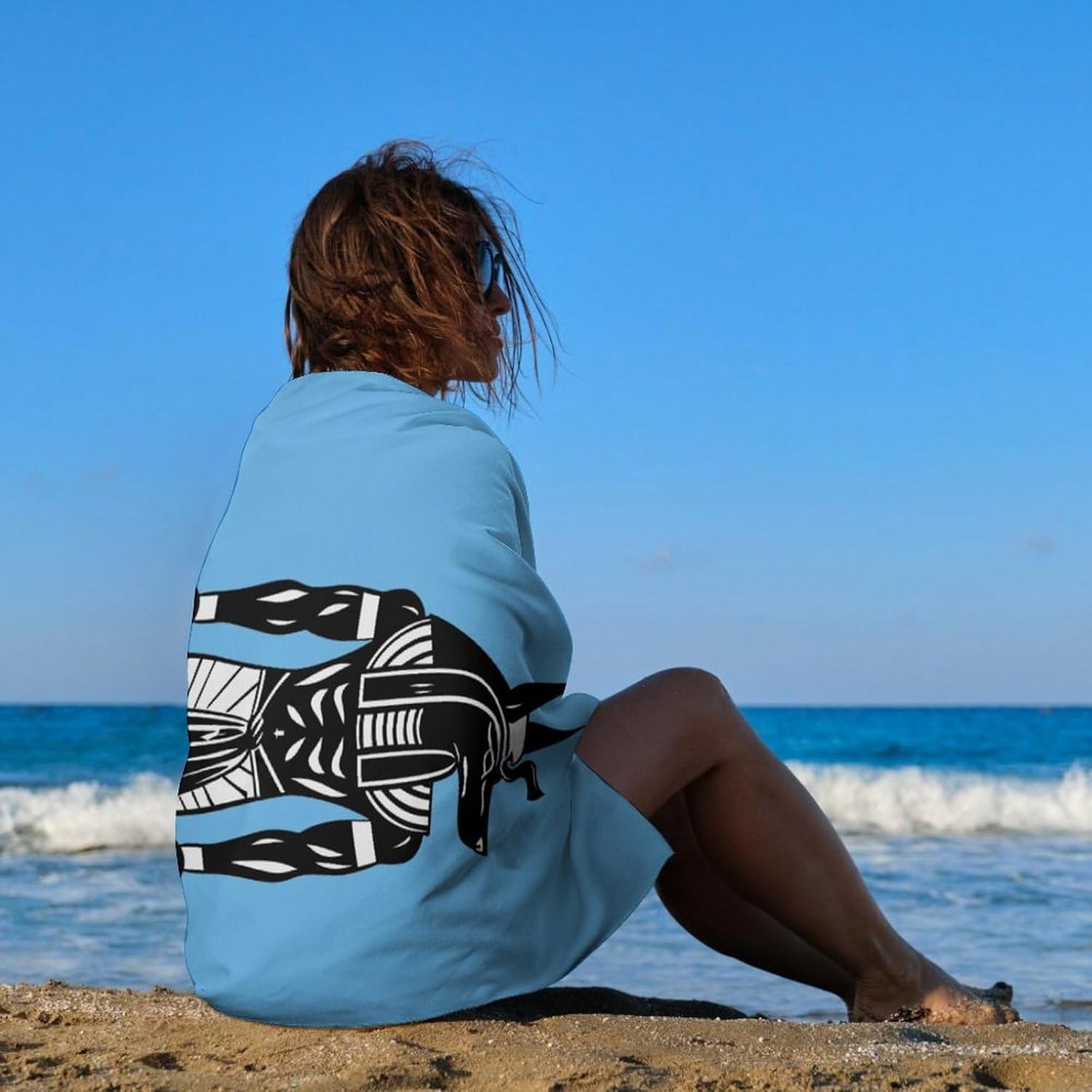 Anubis Cross Ankh Ancient Egyptian Myth Dog Death God Large Beach Towel Lightweight Bath Towel Soft Swimming Pool Towels for Home Travel 130x80cm