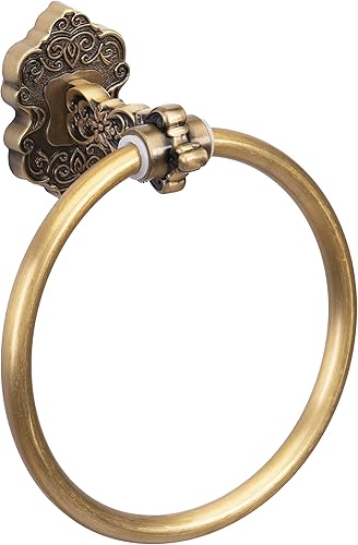 SDH Toallero de baño  Toallero de latón antiguo estilo vintage  Soporte para toallas de mano de cocina y baño  Paquete de 1 anillo colgante de