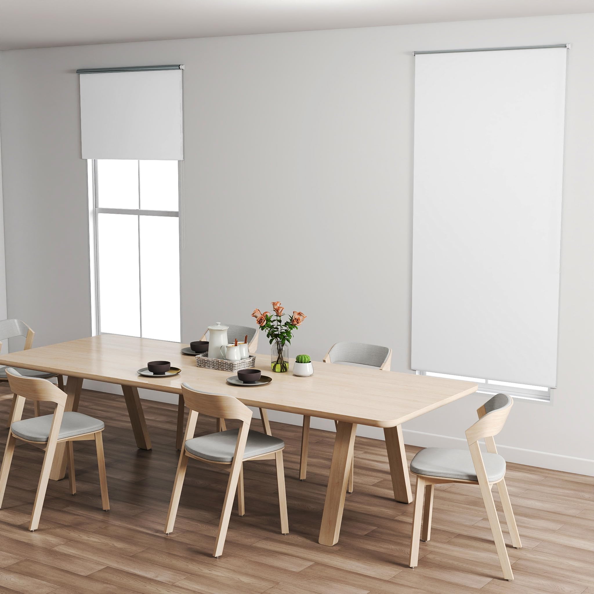 Aufun Tenda a rullo oscurante, con tirante laterale, senza fori, fissaggio a morsetto (120 x 210 cm, bianco)