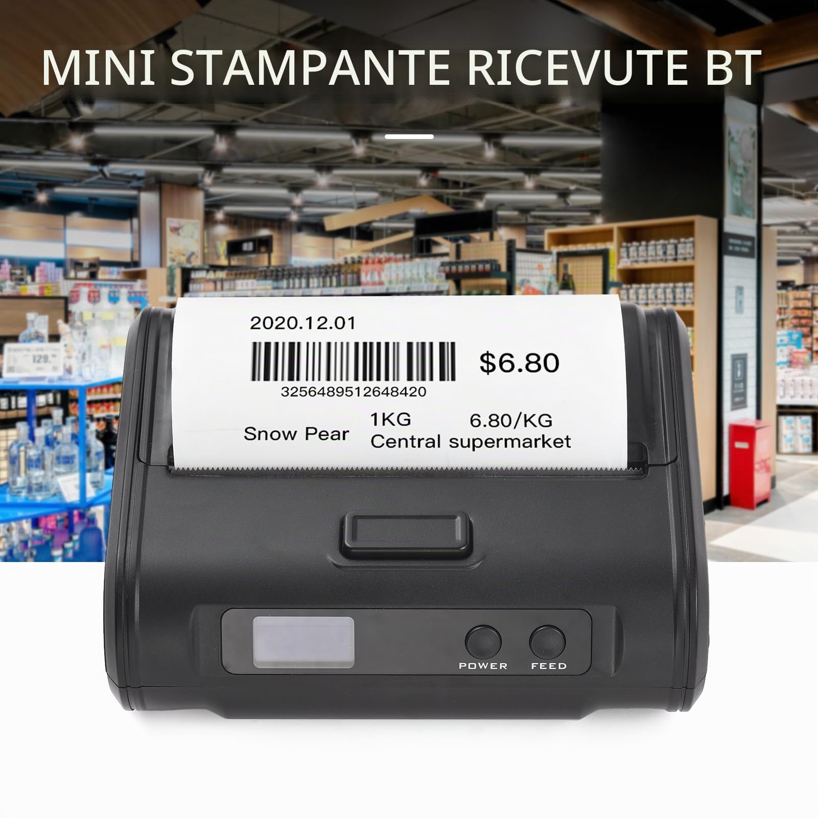 Stampante termica wireless per ricevute Stampante portatile portatile da 4 pollici 110 mm 203 dpi Stampa nitida Connessione BT+USB per il mercato delle piccole imprese Alimentari Supporta carta