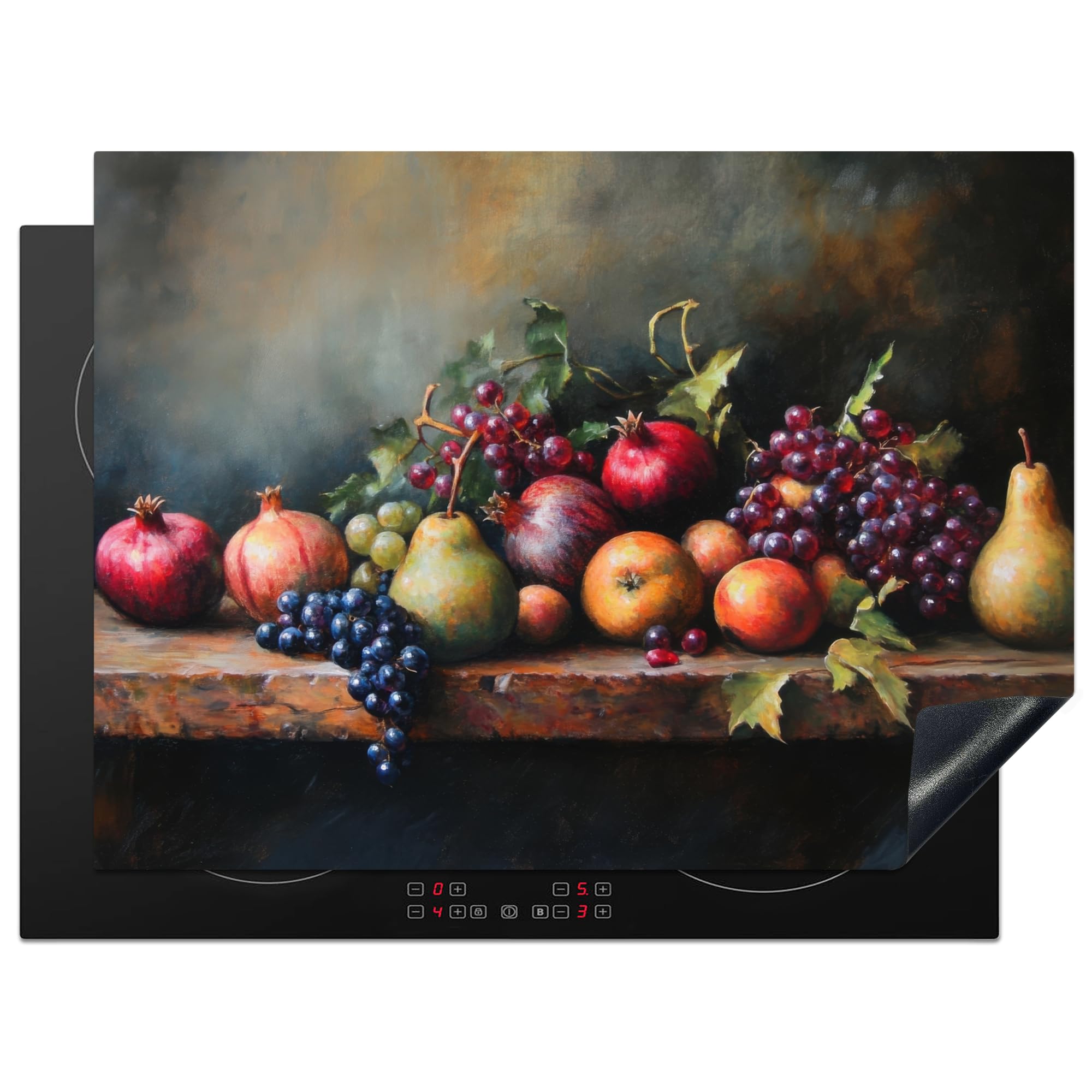 KitchenYeah© Induction Hob Cover Protector Mat 20.5"x28" / 71x52 cm Kitchen Universal Ceramic Covers for Electric Cookers Vinyl Rustic - Still Life - Fruit