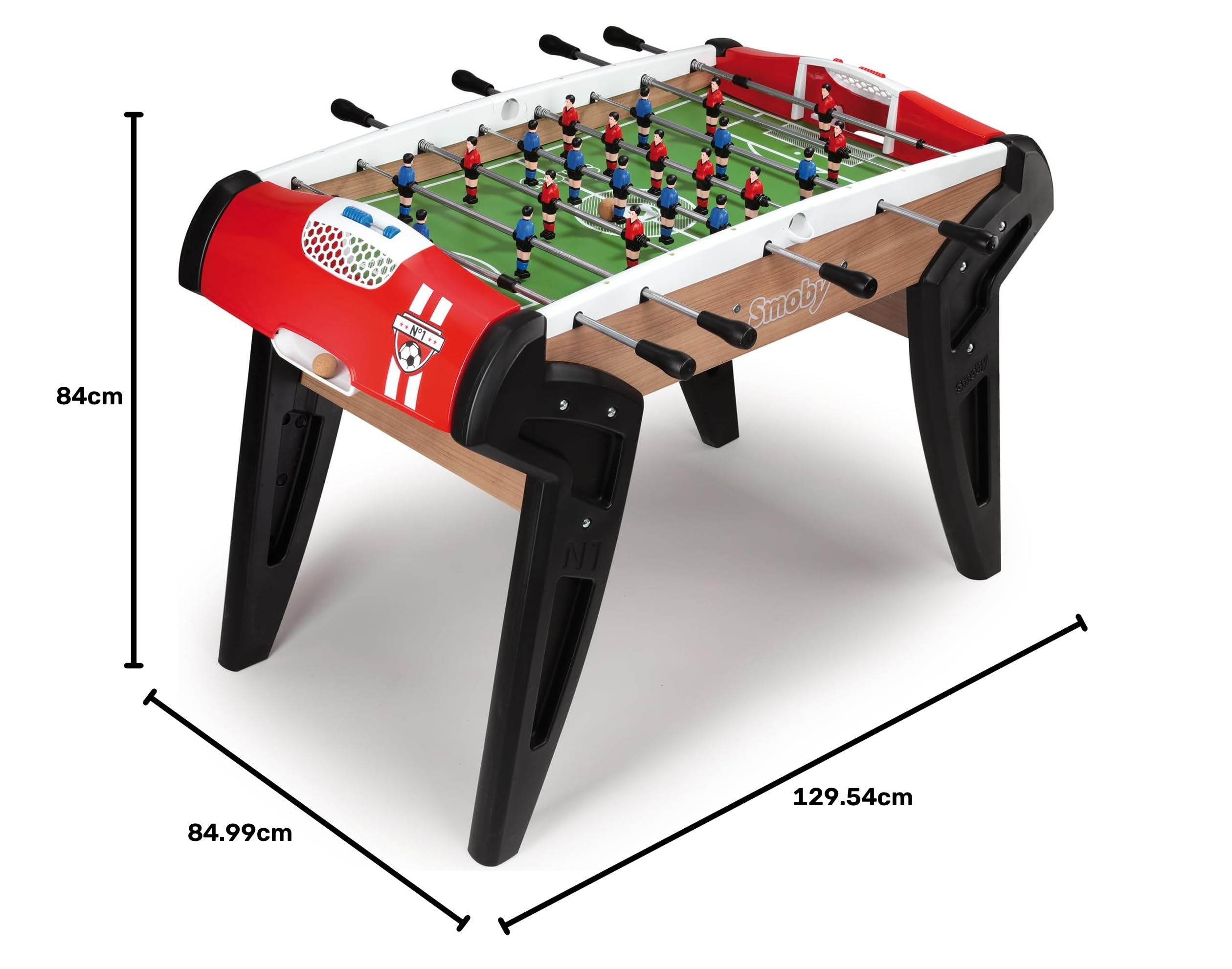 Smoby- Gioco Calcetto N. 1, 7600620302, +8 Anni, Struttura in Legno e Gambe in Plastica