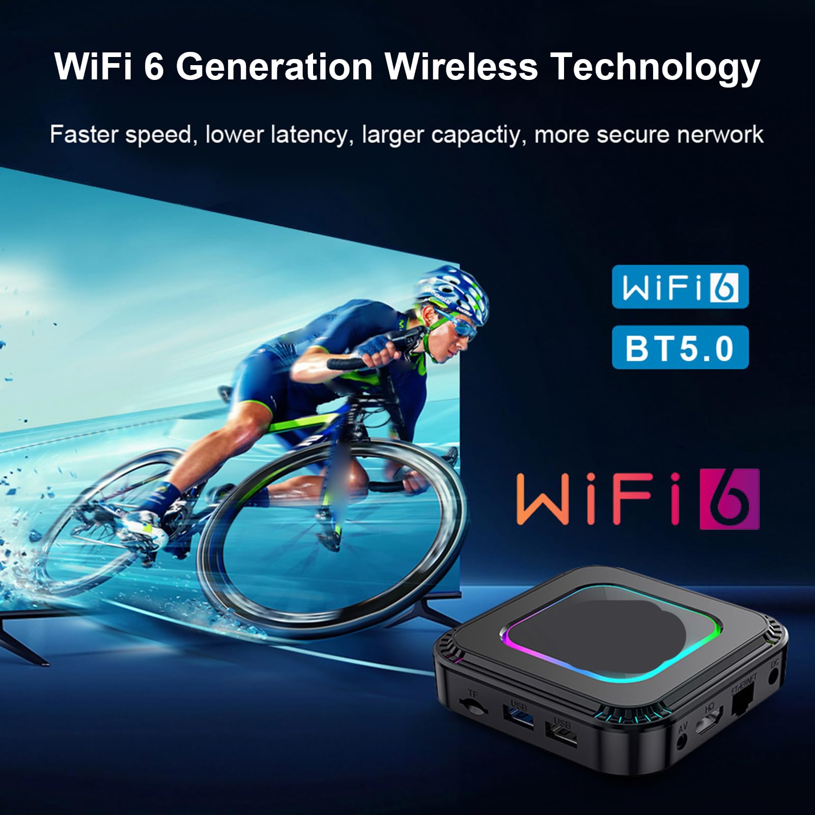 Dispositivo Que Fluye de la Caja de 8K TV, WiFi de Doble Banda 2.4/5G, Bluetooth 5.0 (Enchufe de la UE)