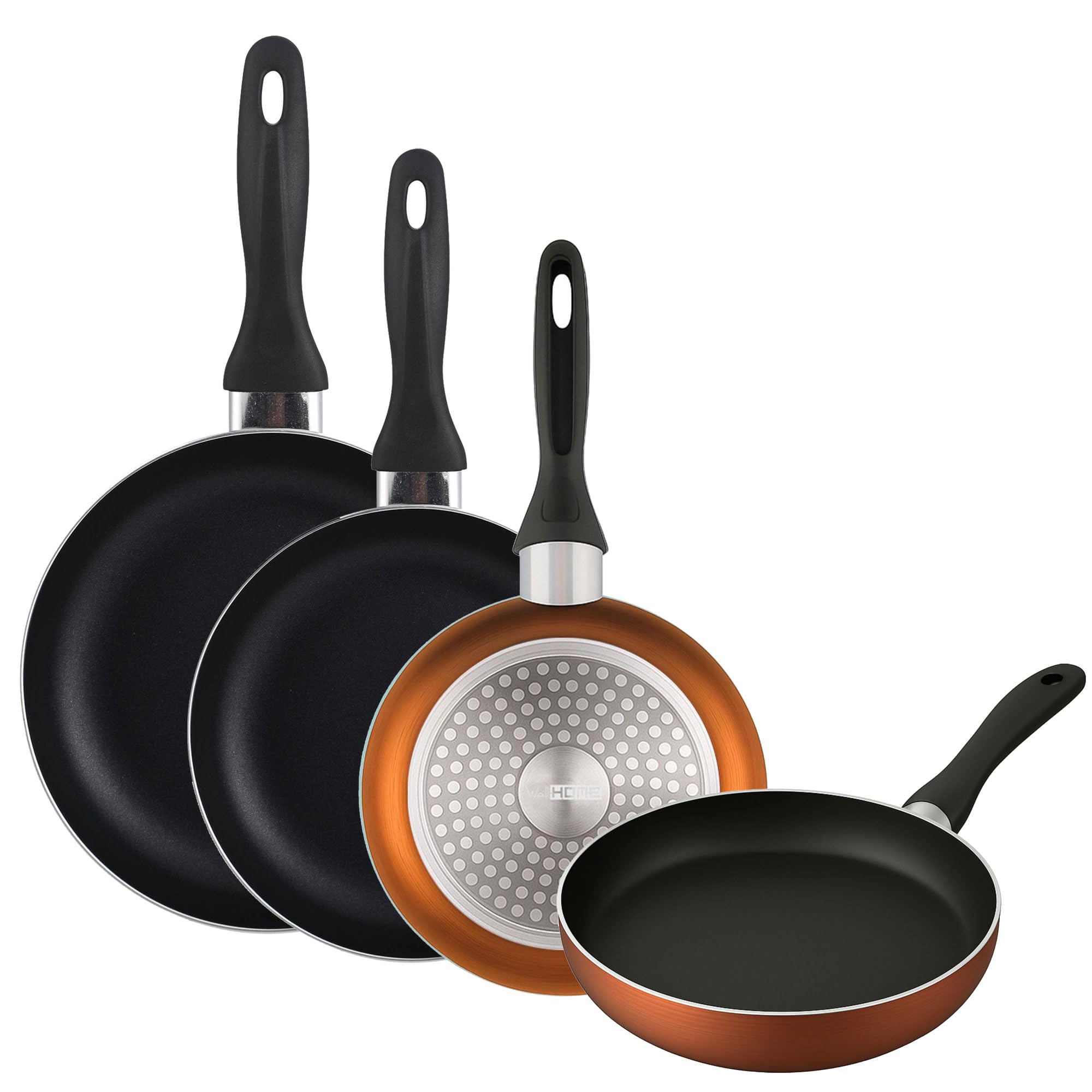 Set of Frying Pans Ø16 Ø20 Ø24 and Ø28 cm Induction Non-Stick Pressed Aluminium in Metallic Bronze Colour