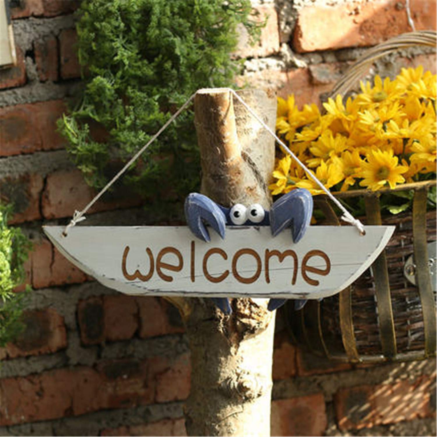 D-Fokes Welcome Hanging – 12 inch Crab Welcome Sign for Home Door