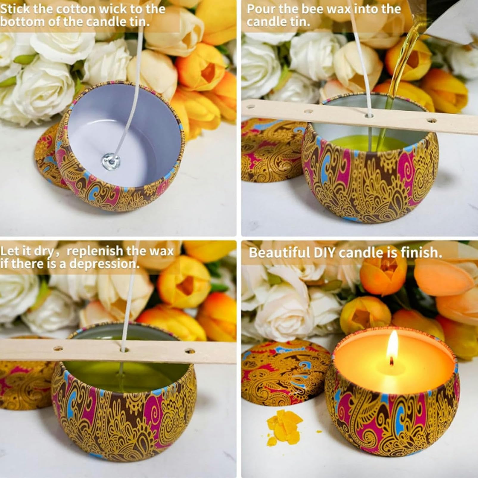 Elektryczny podgrzewacz wosku, garnek do topienia wosku 8 l, DIY zestaw do produkcji świec dla dorosłych z regulacją temperatury (30℃-110℃/86℉-230℉), kompletny zestaw materiałów do produkcji świec