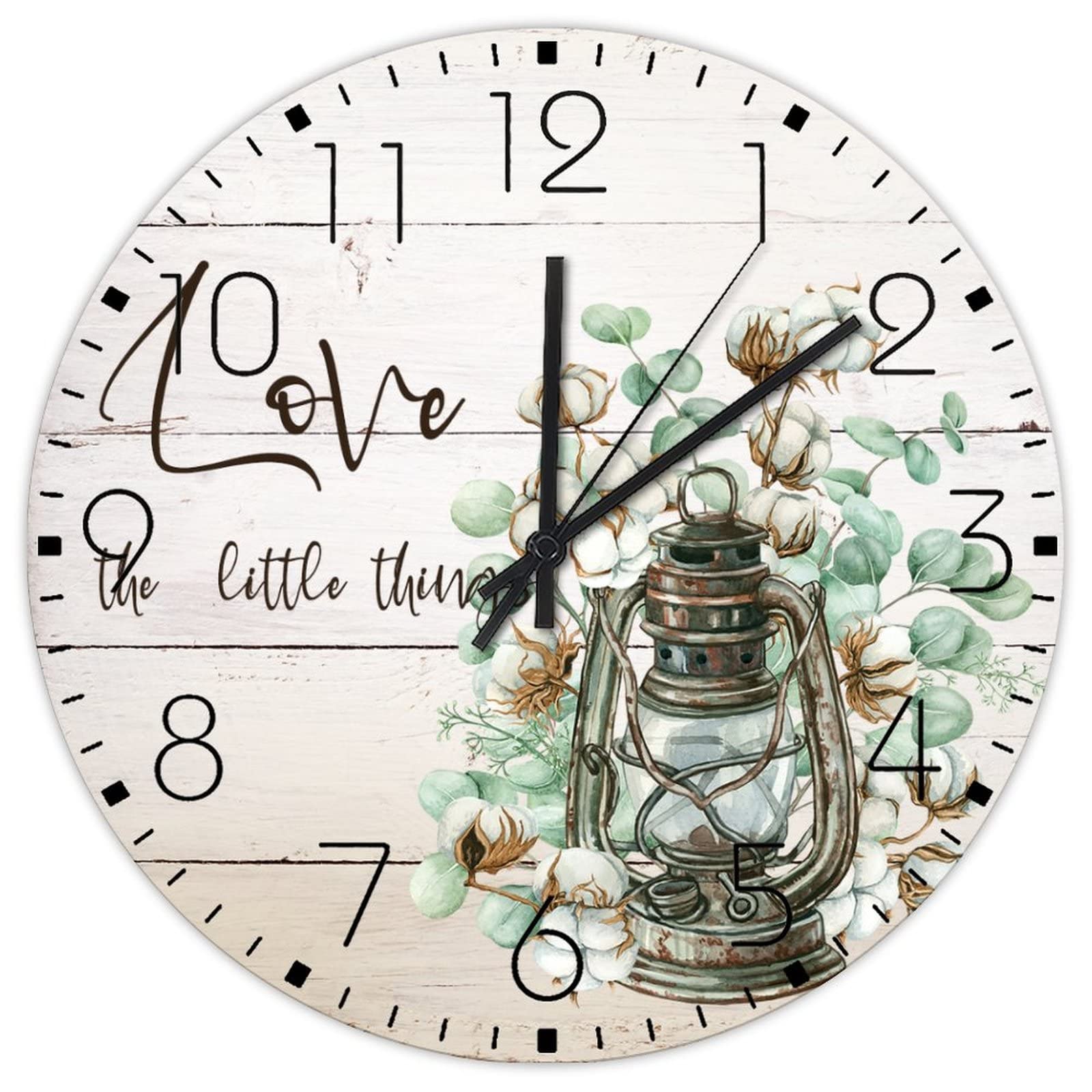 Horloge murale en bois silencieuse fleur aquarelle pour une décoration de salon rustique chic
