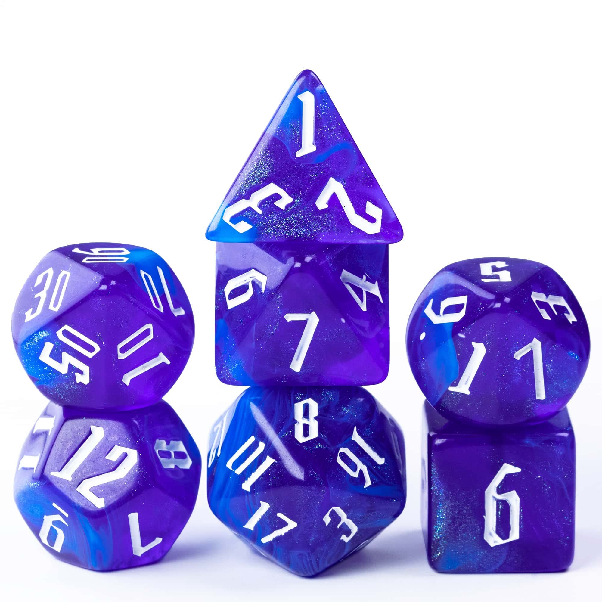 Cusdie 7Pcs/Set DND Dice Set D&D Polyhedral Dice for Dungeons and Dragons TTRPG Role Playing Dice Games RPGs (Sapphire Blue) — image 1