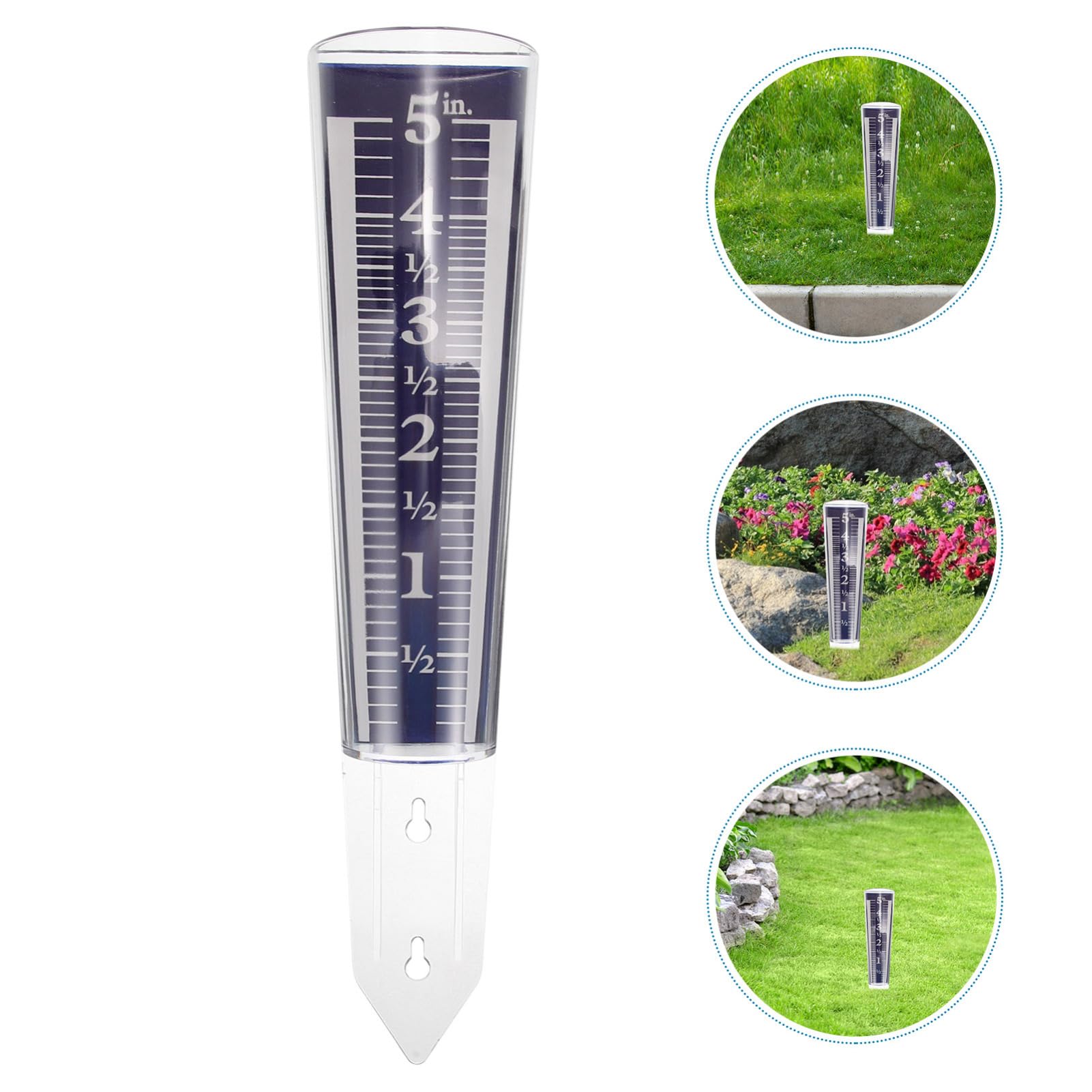 UKCOCO 5 Stück Pfahl-Regenmesser Messung transparent Wasserdicht Messgerät Meter regenwassersammler niederschlagsmesser landwirtschaftlicher Regenmesser großer Regenmesser p.s Blue
