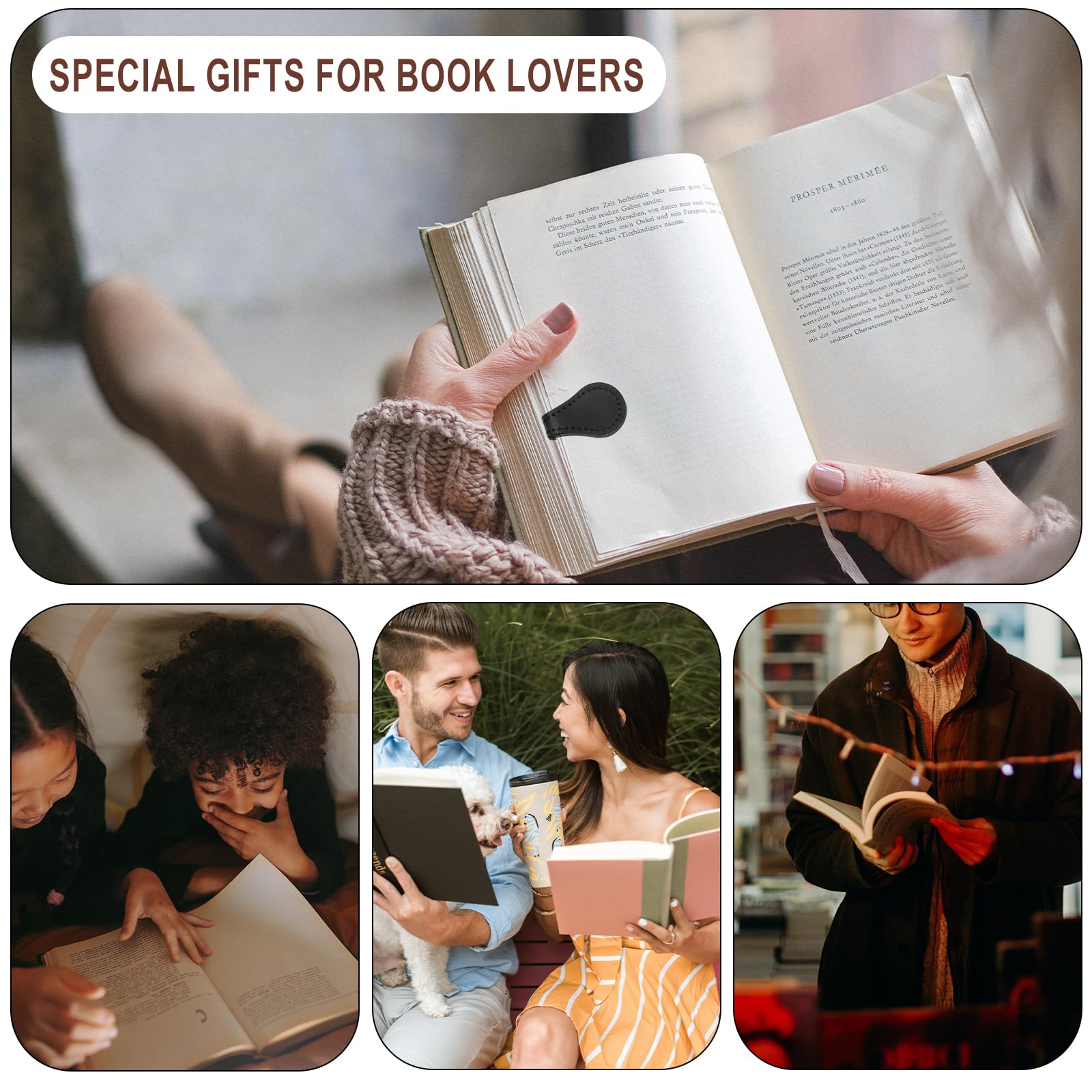 3 Marque-pages Magnétiques Personnalisables – Cuir, Nom Et Fleur De Naissance – Cadeau Pour Lecteurs – 8x3 Cm