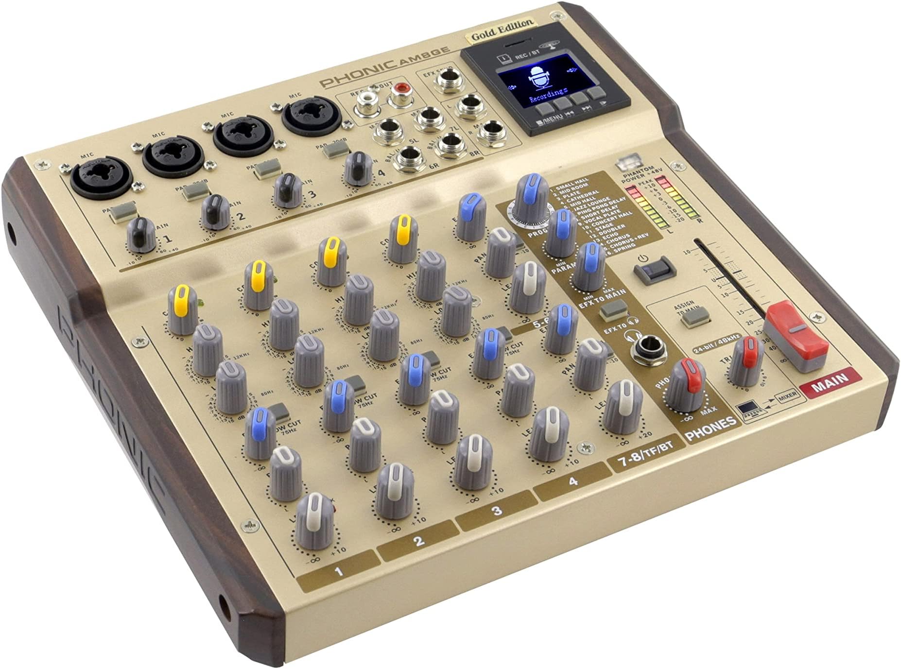 Phonic 8 Channel Mixer with USB Interface, Bluetooth, and MicroSD Recorder, (AM8GE)
