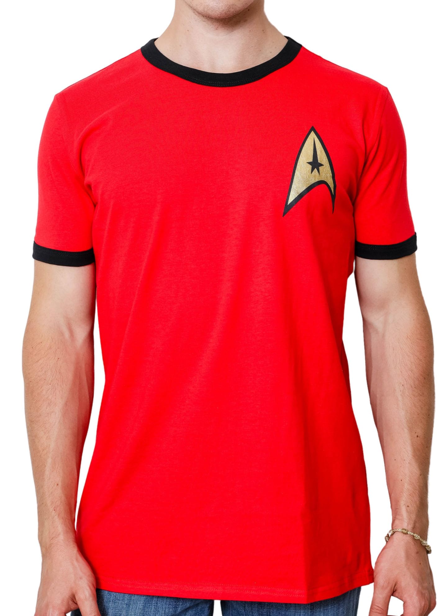 Star Trek Men's Red The Original Series Tos Costume Uniform Adult T-Shirt, Medium