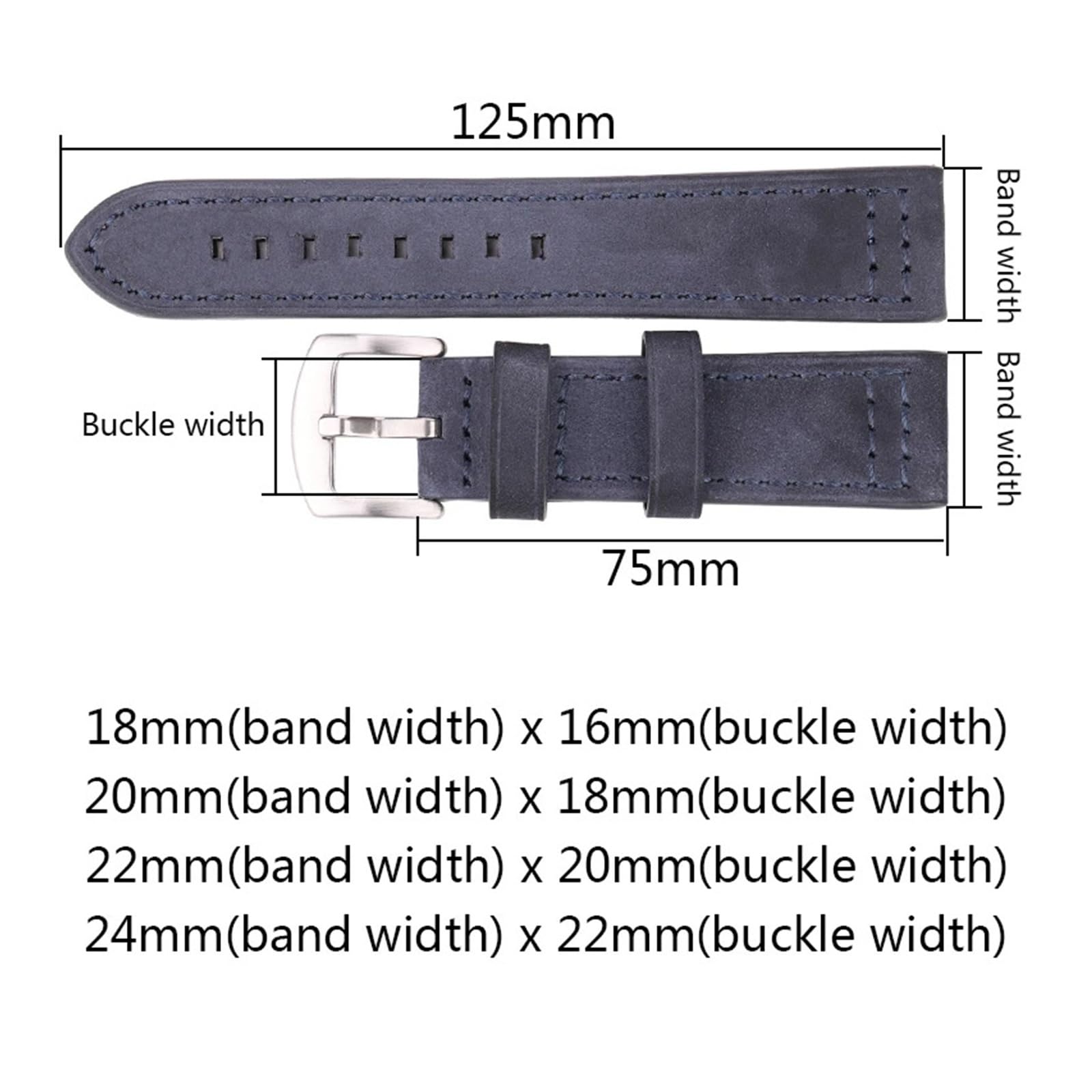 yingyingjia Bracelet de montre en cuir véritable, bracelet de montre en cuir de vache