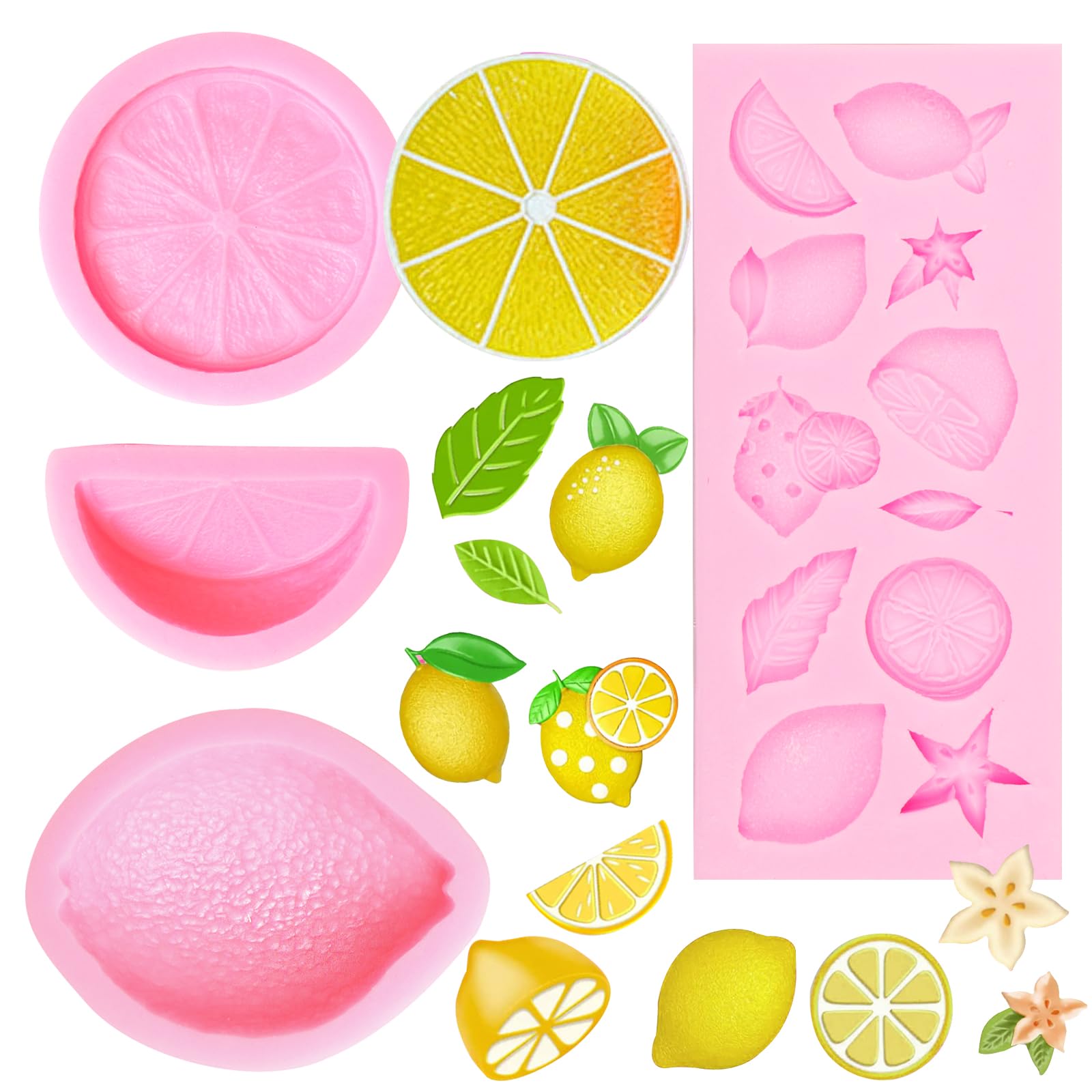 Silikonformen für Zitronen, Schokoladenformen in Form von Zitronenblättern, Backformen für Zitronenbonbons zur Tortendekoration, Cupcake-Topper, Fondant, Zuckerdekor, Blütenpaste, Ton und Harz