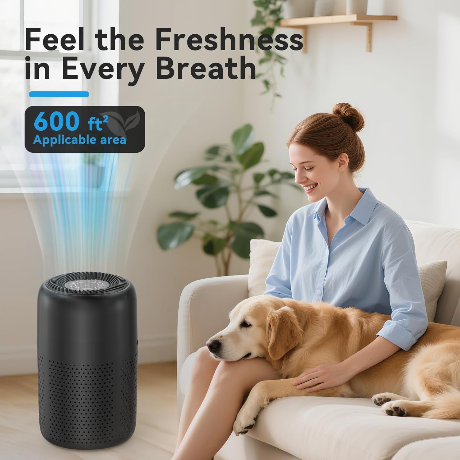 Small Air Purifiers for Bedroom Home Dorm Up to 600 sqft,20 dB Quiet Desktop Air Purifier With Night Light,H13 HEPA Filter,For Smoke Pets Dander Hair Filter,For Apartment Kitchen - Image 2