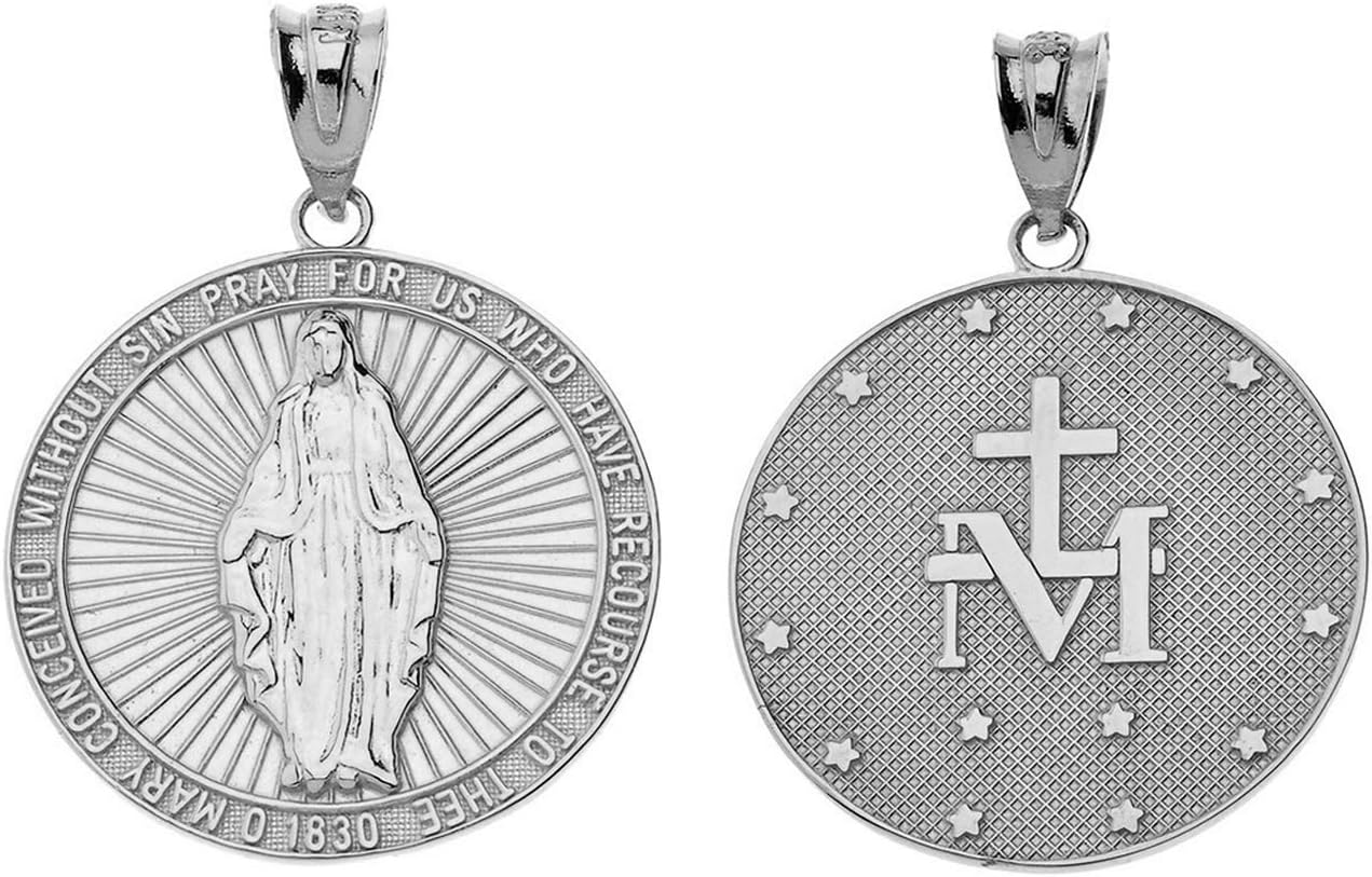 Claddagh Gold 925 Sterling Silver Miraculous Medal Catholic Blessed Virgin Mary Sacred Pendant Necklace - Image 2