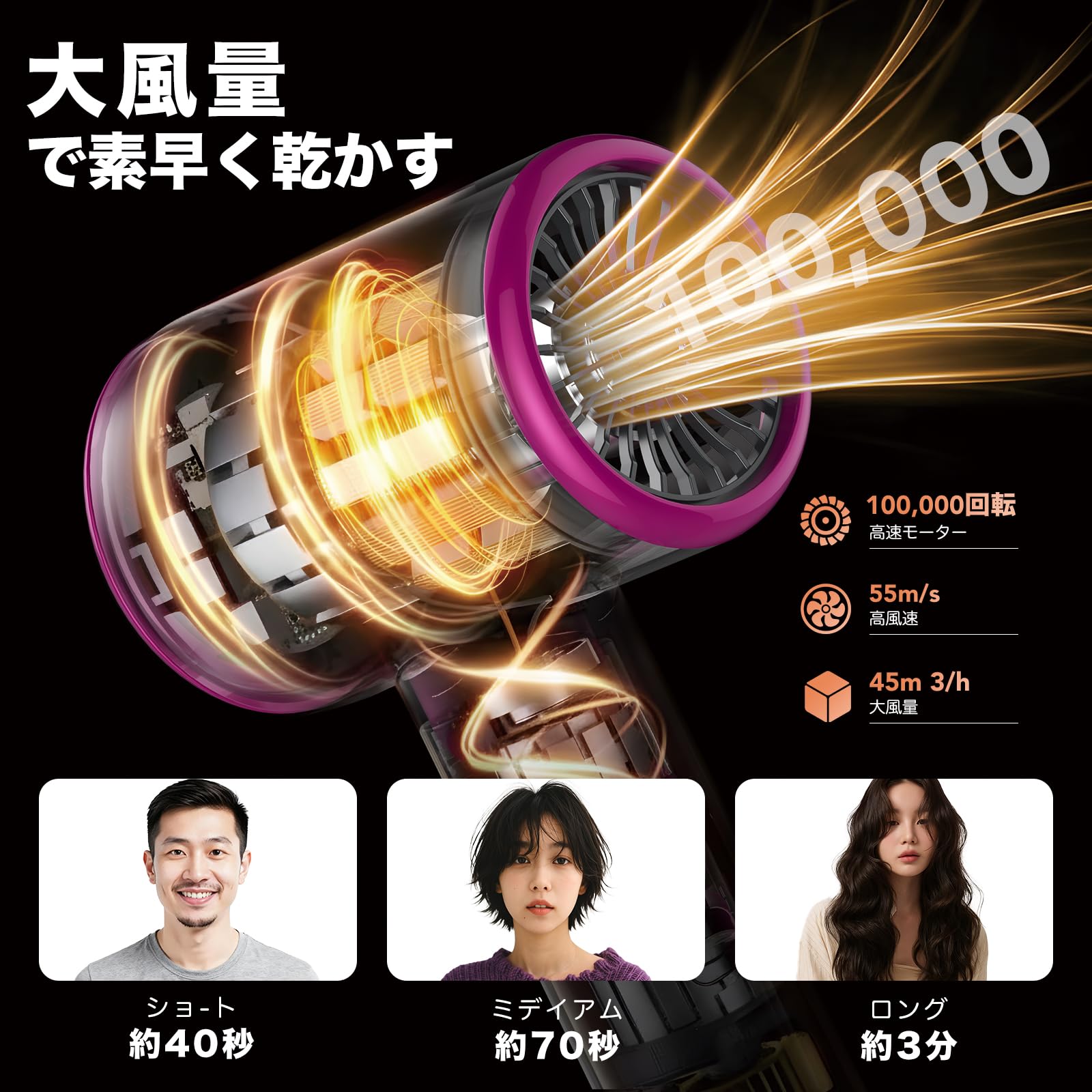 Amazon | ドライヤー 【大風量 速乾】 ヘアドライヤー 髪質改善 恒温