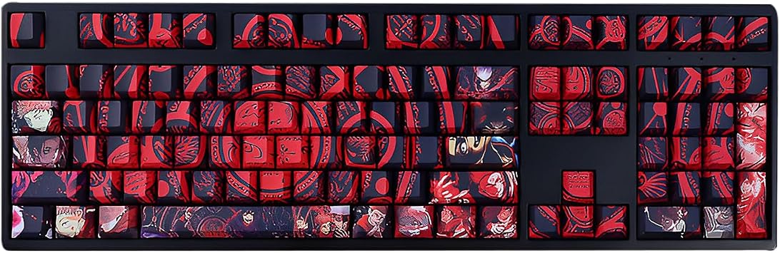 أغطية مفاتيح FKZ Anime،أغطية مفاتيح PBT ذات 5 جوانب مصبوغة بتقنية Cherry Profile، مجموعة أغطية مفاتيح مخصصة من الرسوم المتحركة اليابانية مكونة من 108 مفاتيح لمفاتيح Cherry MX مقاس 61/87/104/108 ولوحة مفاتيح ميكانيكية للألعاب DIY 02