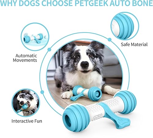 Miniatura 4 de PETGEEK Juguetes interactivos para perros, juguetes automáticos para mantenerlos ocupados, huesos electrónicos para perros con material seguro y