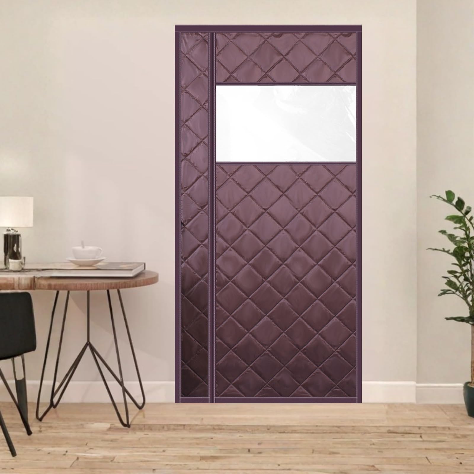 TendaPer Porta Inverno Termica, TendaTermica Zanzariera Magnetica, Chiusura Automatica A Calamite, Per Balcone Soggiorno Cantina Cucina(Caffè,W190*H195cm)