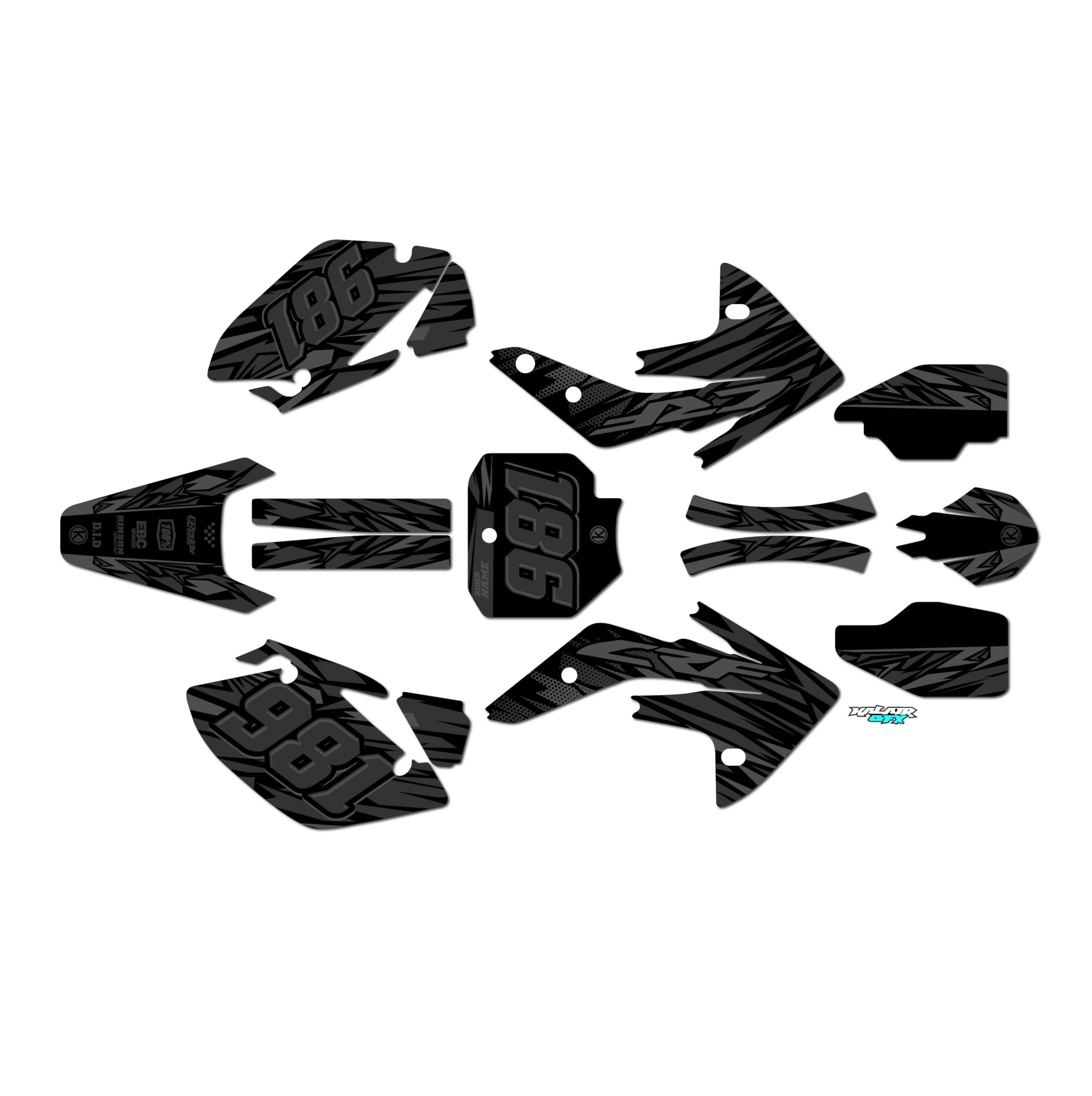 Kalair GFX Graphics Kit for Honda CRF 150R (2007-2023) Twitch Series Smoke 09 Mil - Dirt bike Custom Racing Graphics Decals Stickers Kit, no-plastics